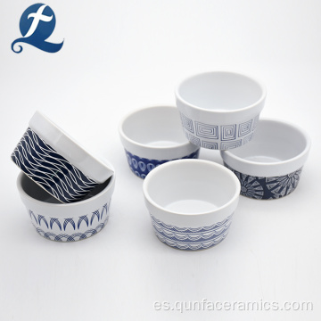 Ramekin de cerámica esmaltada blanca al por mayor